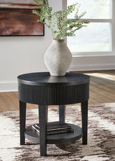 Bay Furniture Gallery - Ashley Furniture - Marstream End Table - Round End Table / Black - T551-6